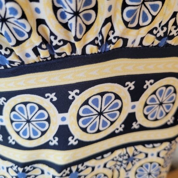 Max Studio Blue & Yellow Sleeveless Graphic Dress Size Small - Picture 3 of 4